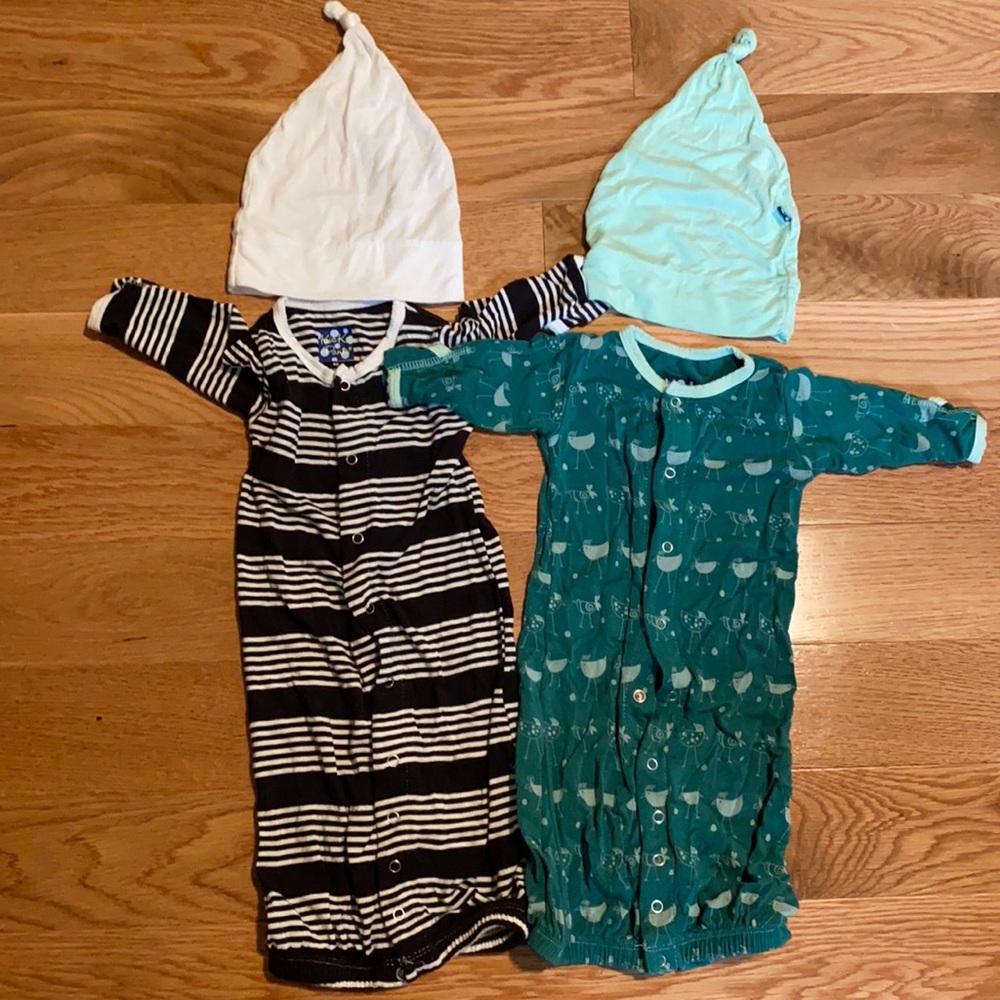 Kickee Pants layette gown converter and knot hat